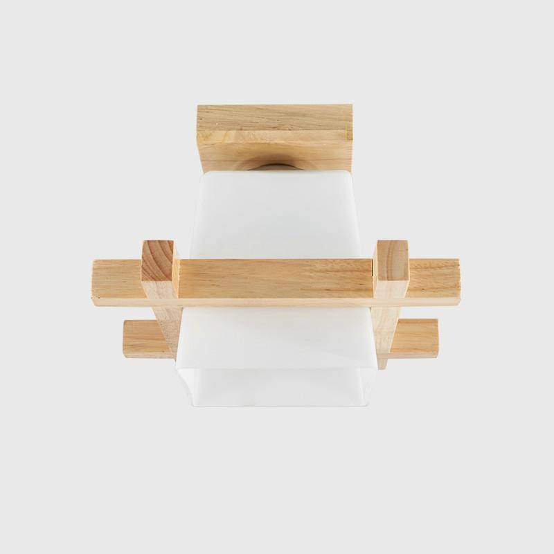Plafonnier moderne LED en bois et cube style japonais