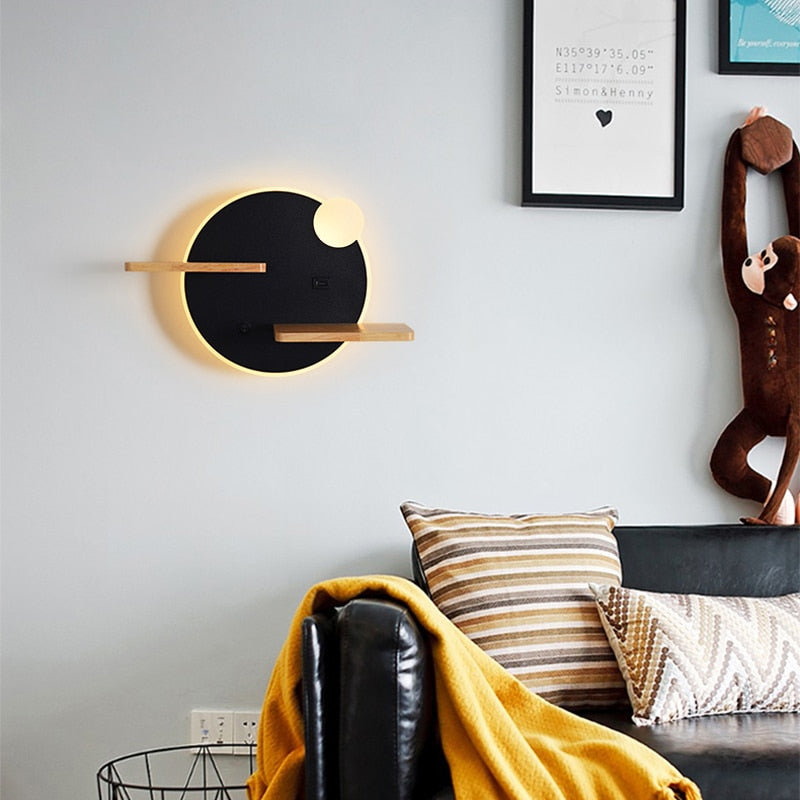 Applique murale moderne LED avec étagères en métal Olympea