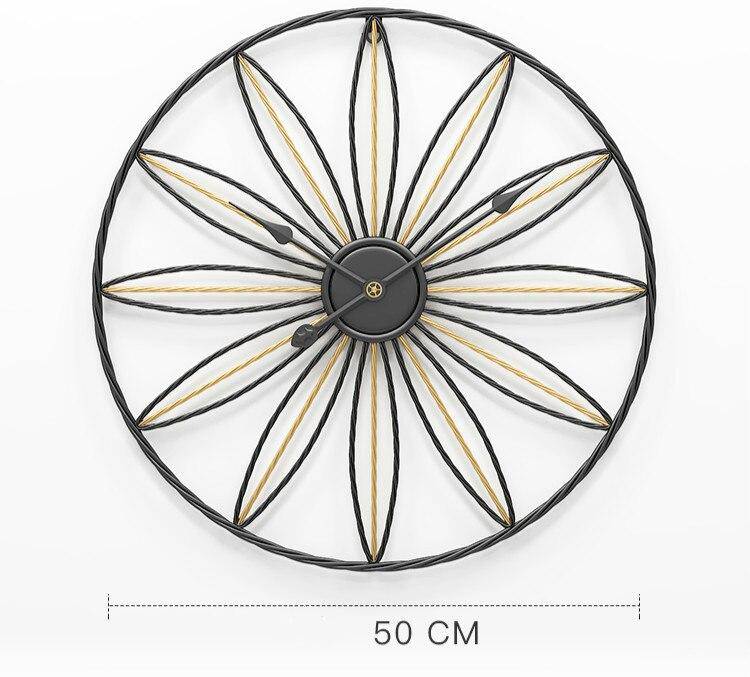 Horloge murale ronde avec rosace en métal rétro Hollow