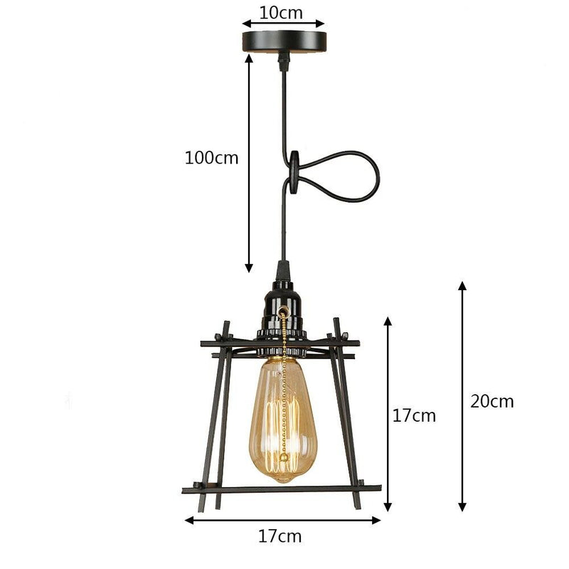 Suspension cage en métal vintage à LED Plitz