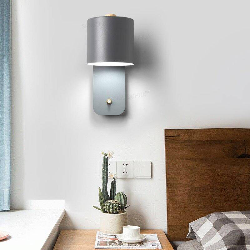 Applique murale moderne LED aux formes arrondies en métal et bois Nordic