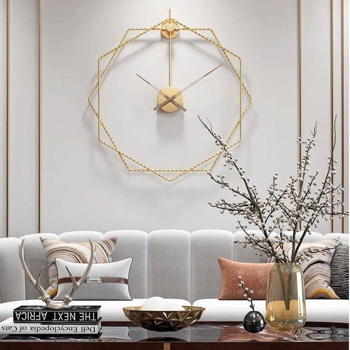 Horloge murale design hexagones décalés en métal