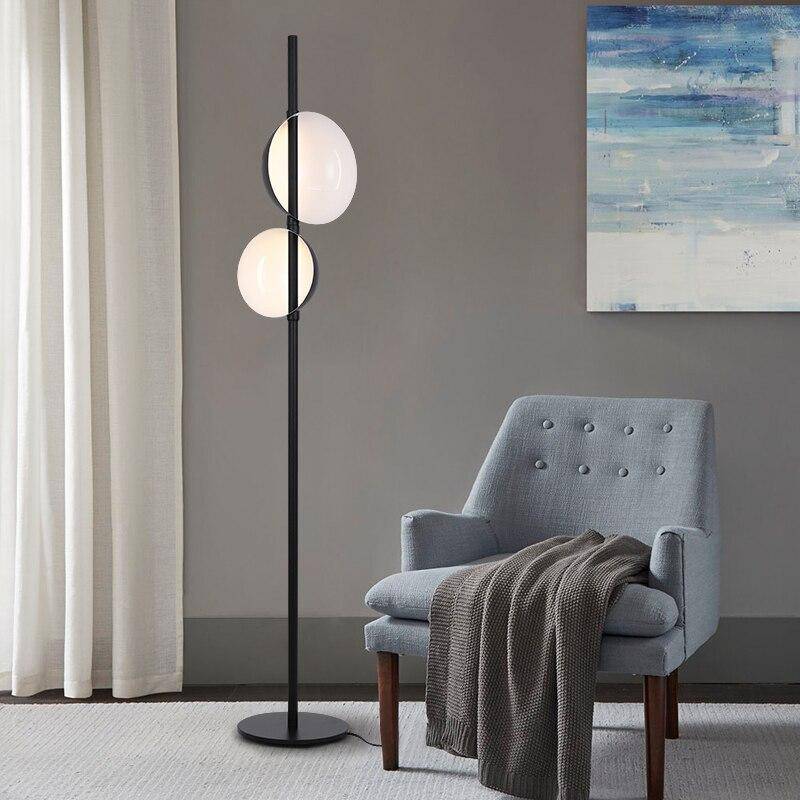 Lampadaire design moderne LED avec abat-jour double en métal Créative