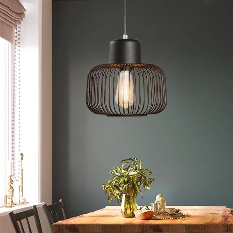 Lampe à poser design à LED avec abat-jour cage arrondie en métal noir