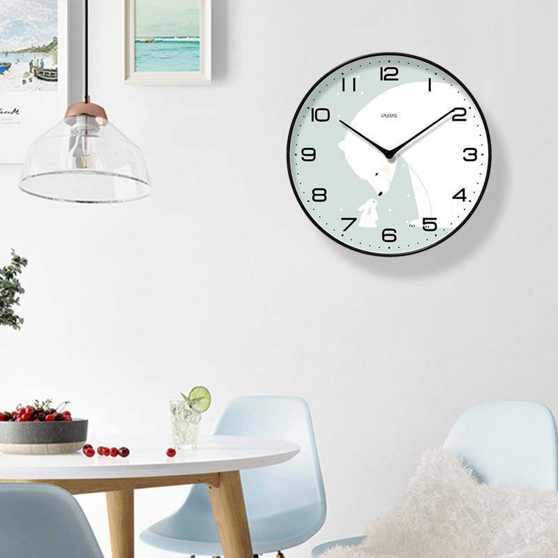Horloge murale ronde avec poissons colorés Chansrun