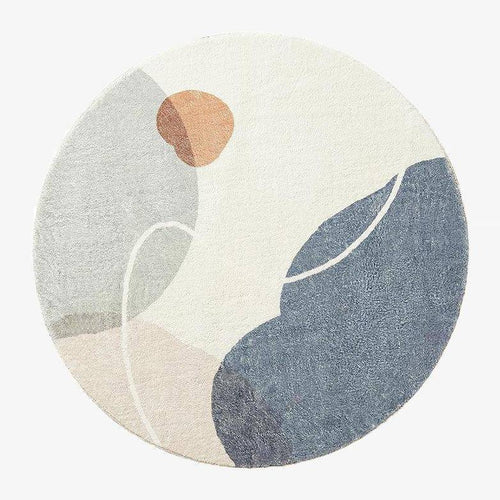 Tapis rond blanc et beige style Fluffy