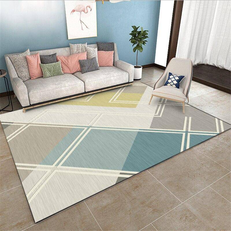 Tapis rectangle géométrique aux couleurs pastels