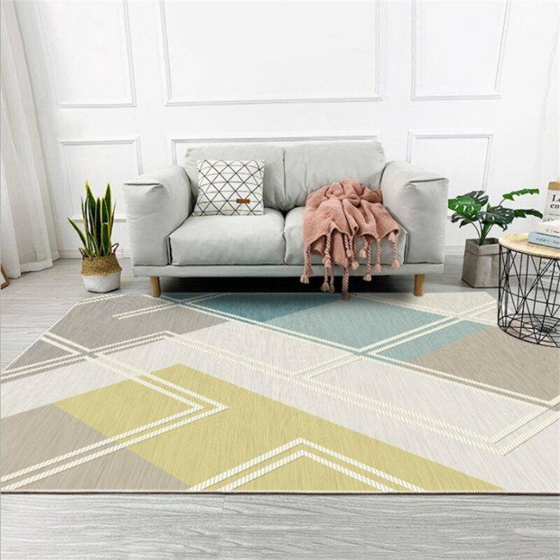 Tapis rectangle géométrique aux couleurs pastels