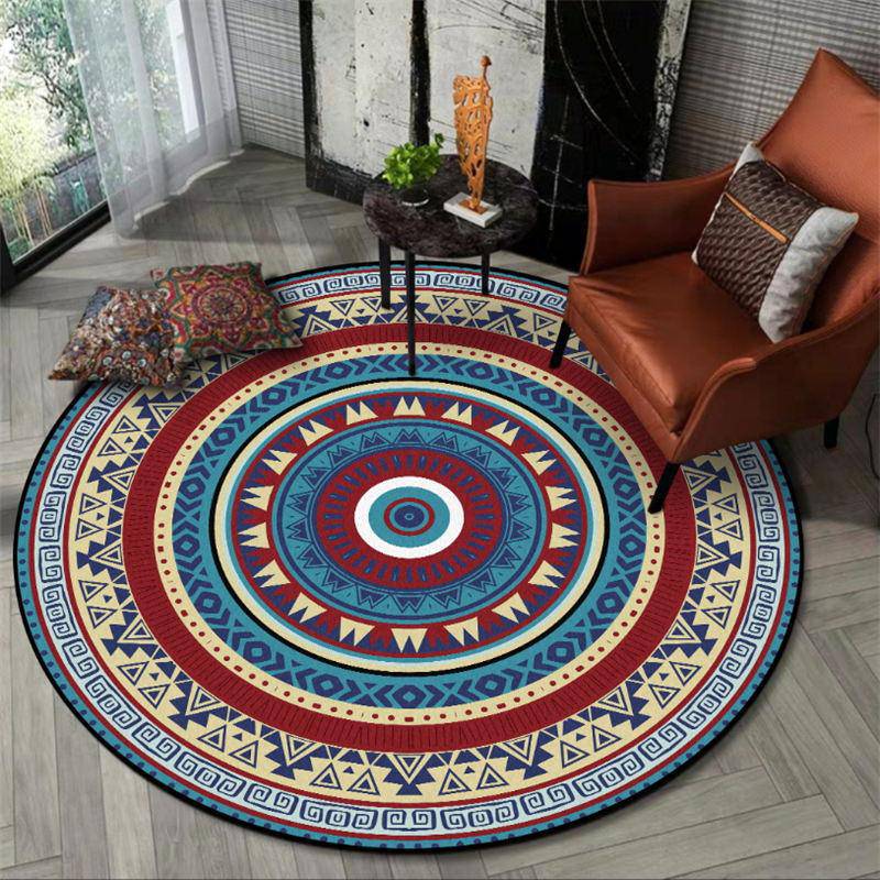Tapis rond motifs multicolores Bohemia