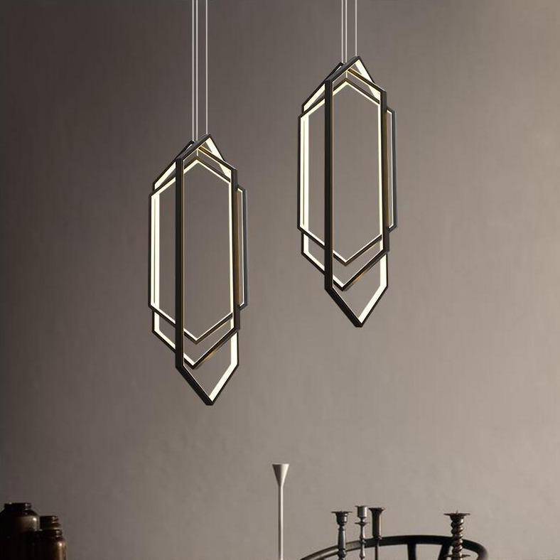 Suspension design LED avec 3 anneaux Loft Hexagone
