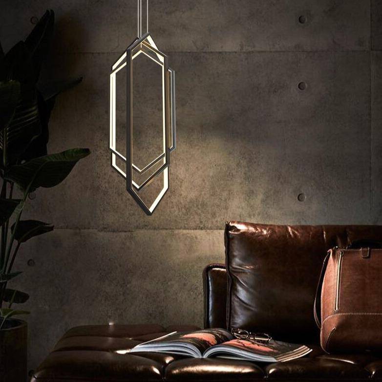 Suspension design LED avec 3 anneaux Loft Hexagone
