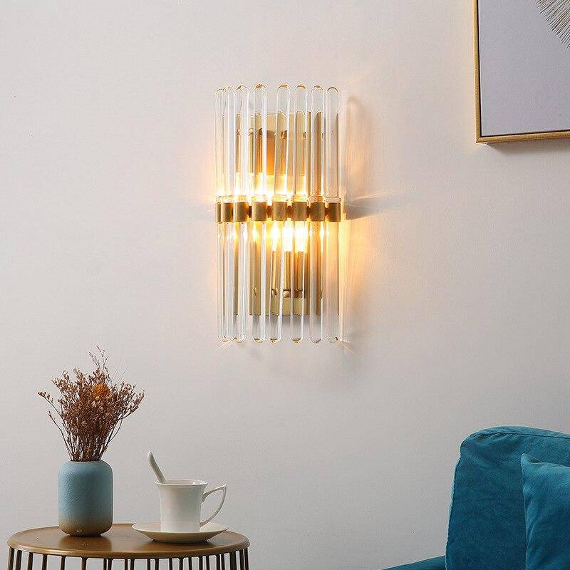 Applique murale design LED dorée en verre cristal luxury
