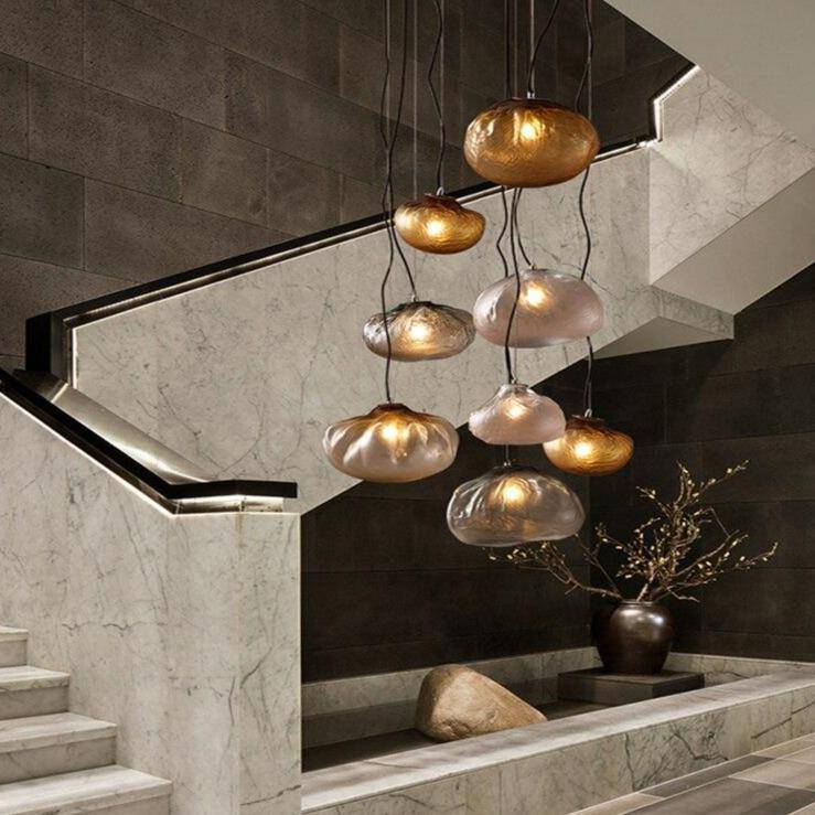 Suspension design à LED en verre soufflé style hang