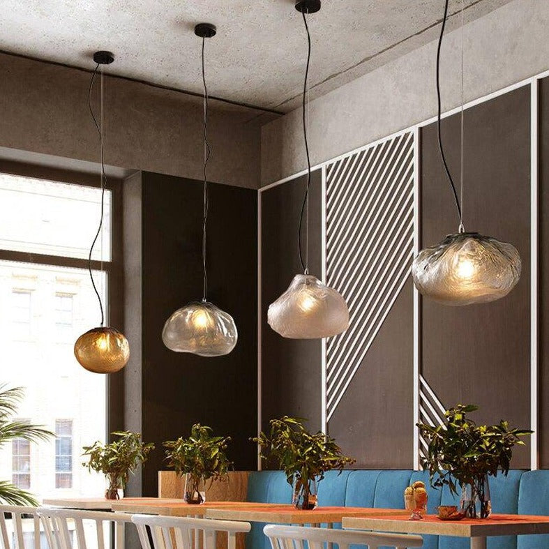 Suspension design à LED en verre soufflé style hang