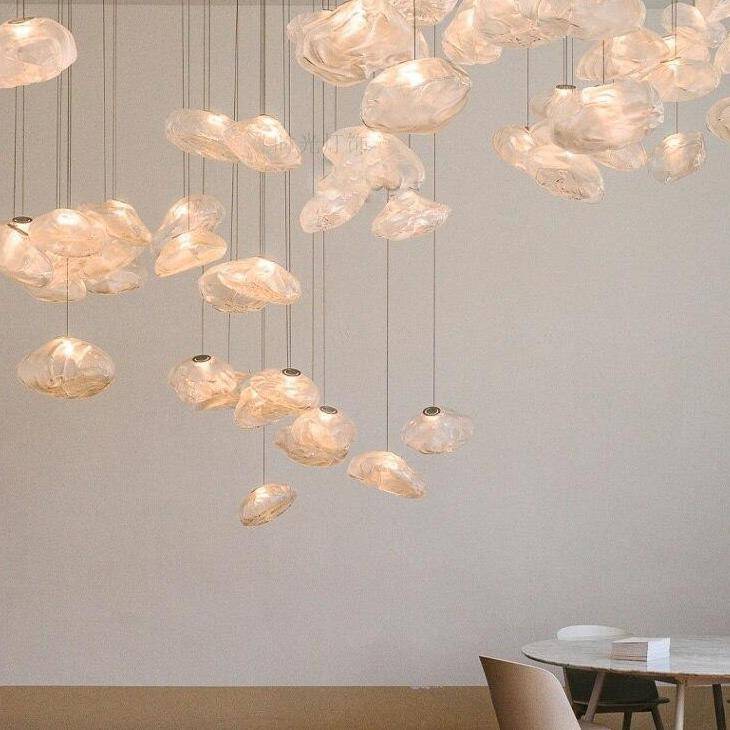 Suspension design à LED en verre soufflé style hang