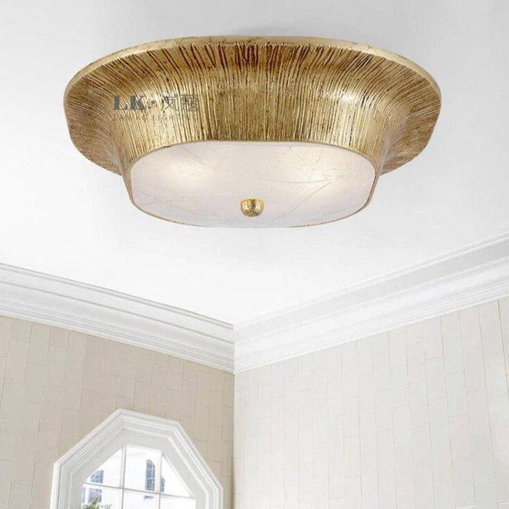 Plafonnier design LED en métal doré style rétro