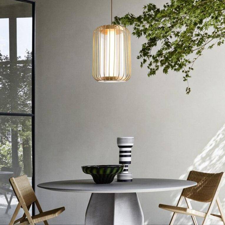 Suspension design LED en forme de cage métal Hall