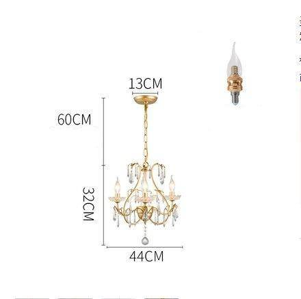 Lustre baroque LED doré avec ampoule en verre cristal rétro