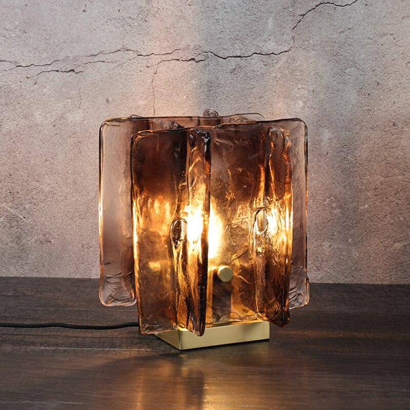 Lampe à poser design LED avec plaque en verre Creative