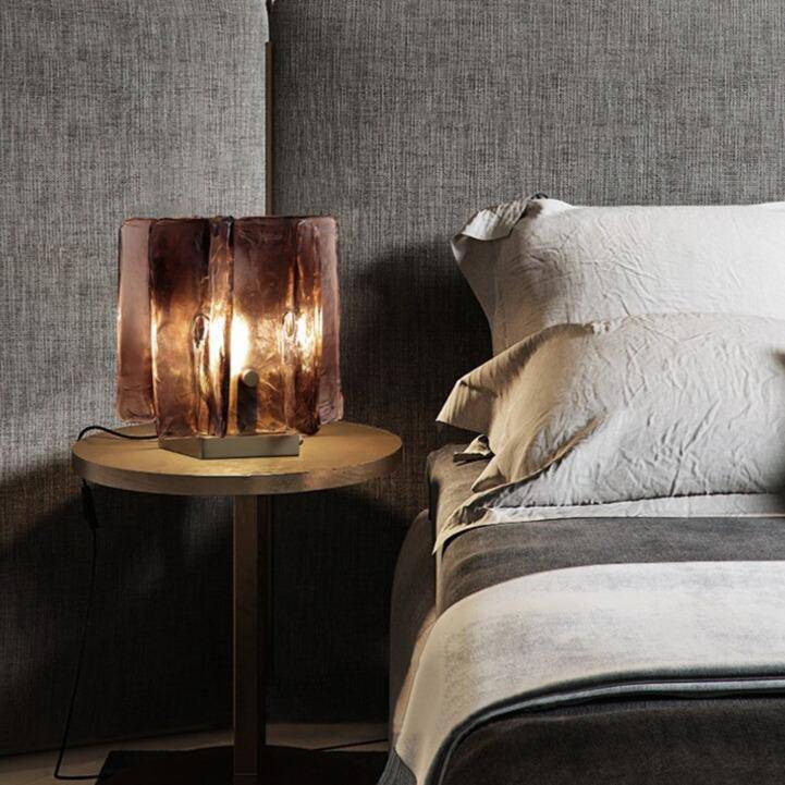 Lampe à poser design LED avec plaque en verre Creative