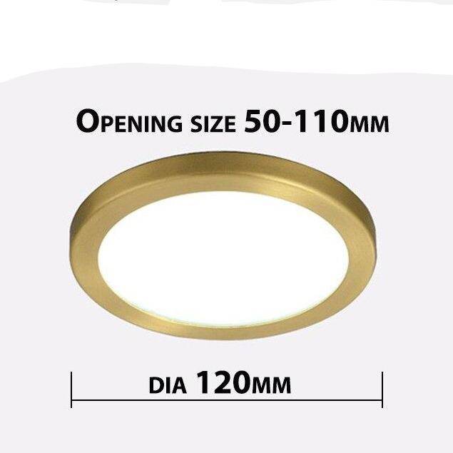 Spot encastré LED rond avec bordure dorée