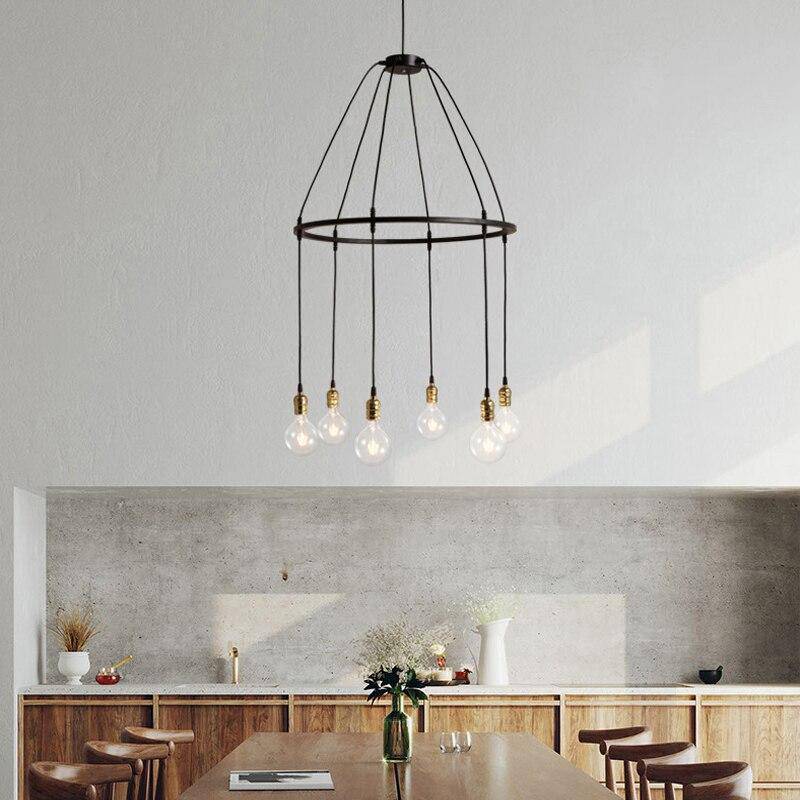 Suspension industrielle LED avec plusieurs ampoules rétro