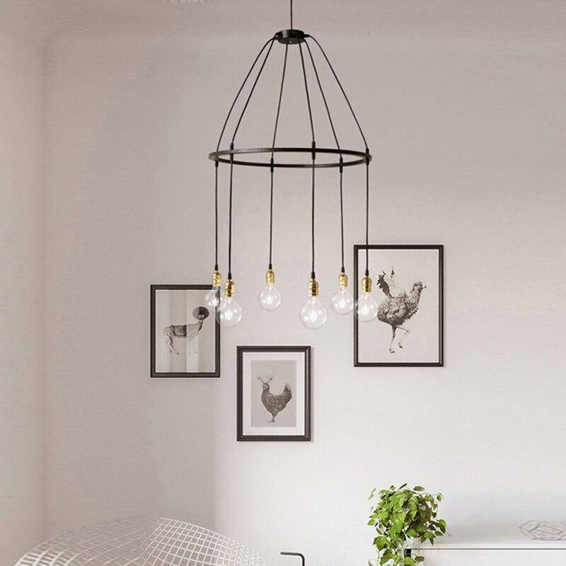 Suspension industrielle LED avec plusieurs ampoules rétro
