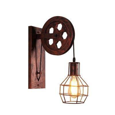 Applique murale rétro LED avec cage en métal industrielle