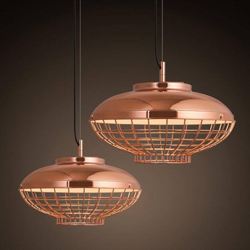 Suspension design LED avec en métal rose gold