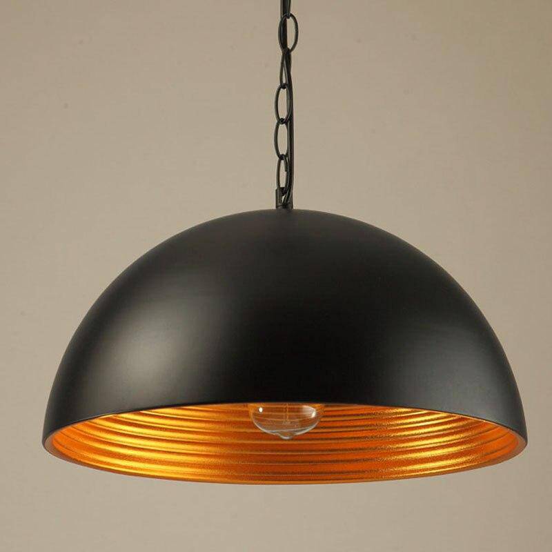 Suspension retro LED avec abat-jour arrondie en métal