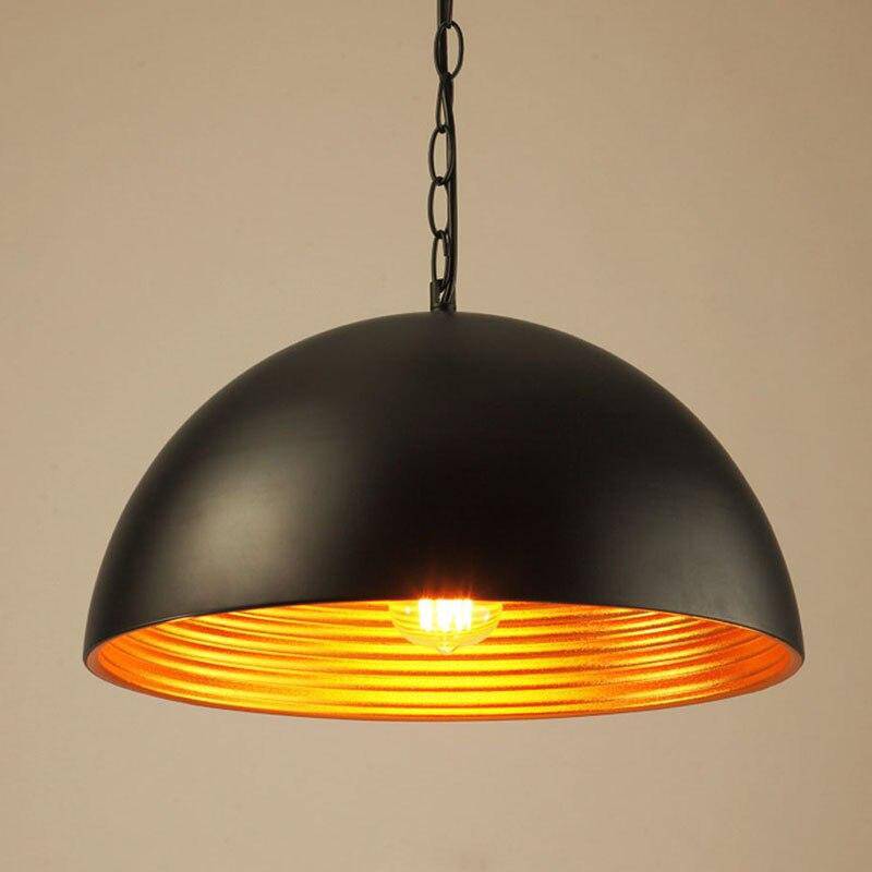 Suspension retro LED avec abat-jour arrondie en métal
