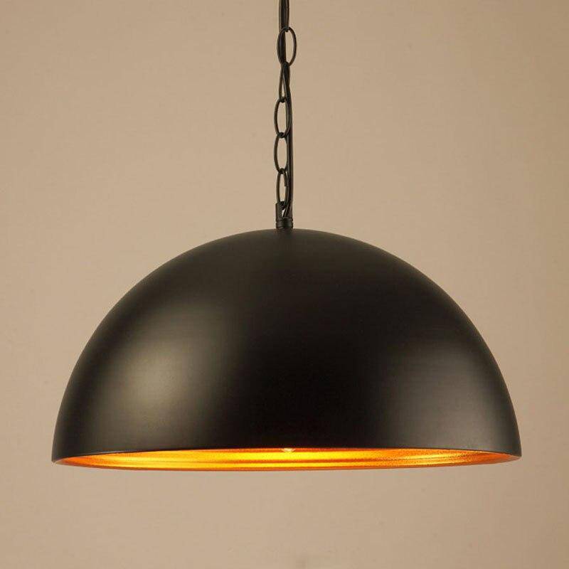 Suspension retro LED avec abat-jour arrondie en métal
