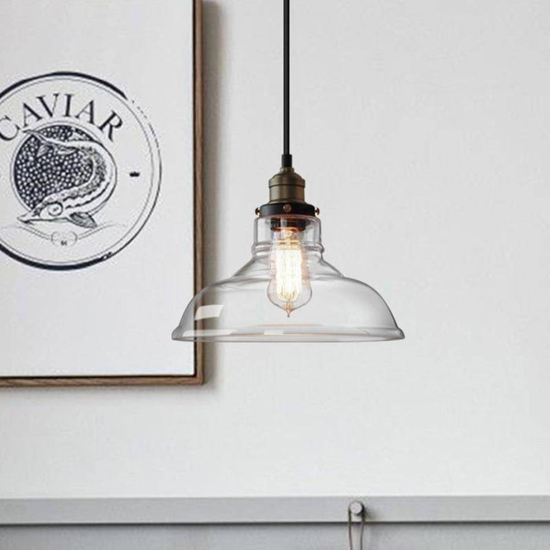 Suspension retro LED avec abat-jour en verre et ampoule Edison