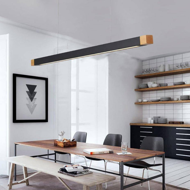 Suspension design à LED allongé en métal noir Light
