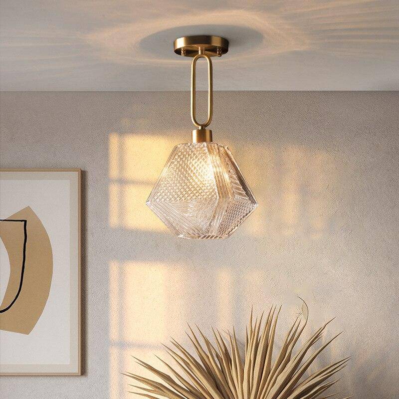 Suspension design à LED avec abat-jour en verre rétro Shadow