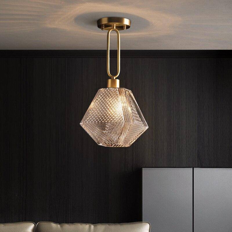 Suspension design à LED avec abat-jour en verre rétro Shadow