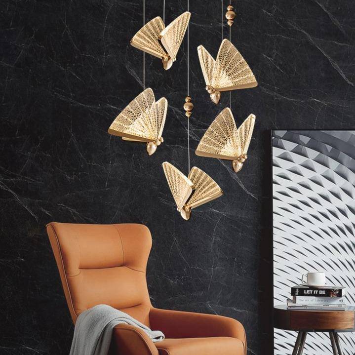 Suspension design à LED en verre style Butterfly