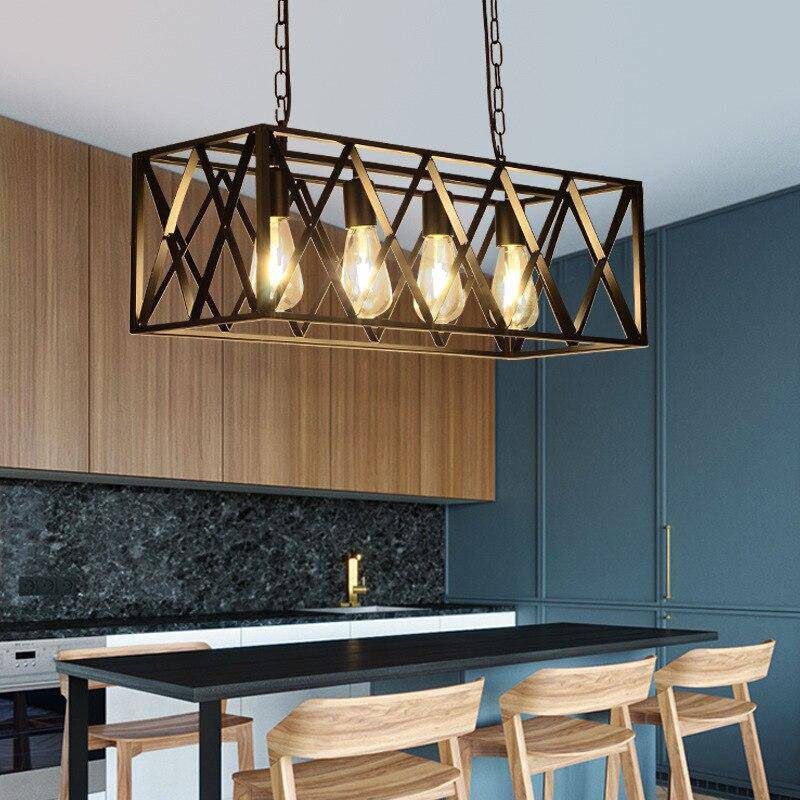 Suspension design à LED cage en métal style industrielle Loft