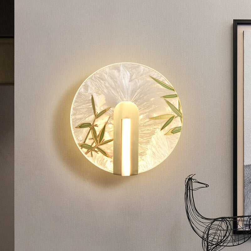 Applique murale design LED style asiatique en verre Yuaming