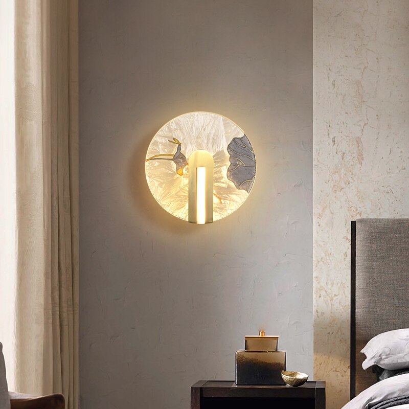 Applique murale design LED style asiatique en verre Yuaming