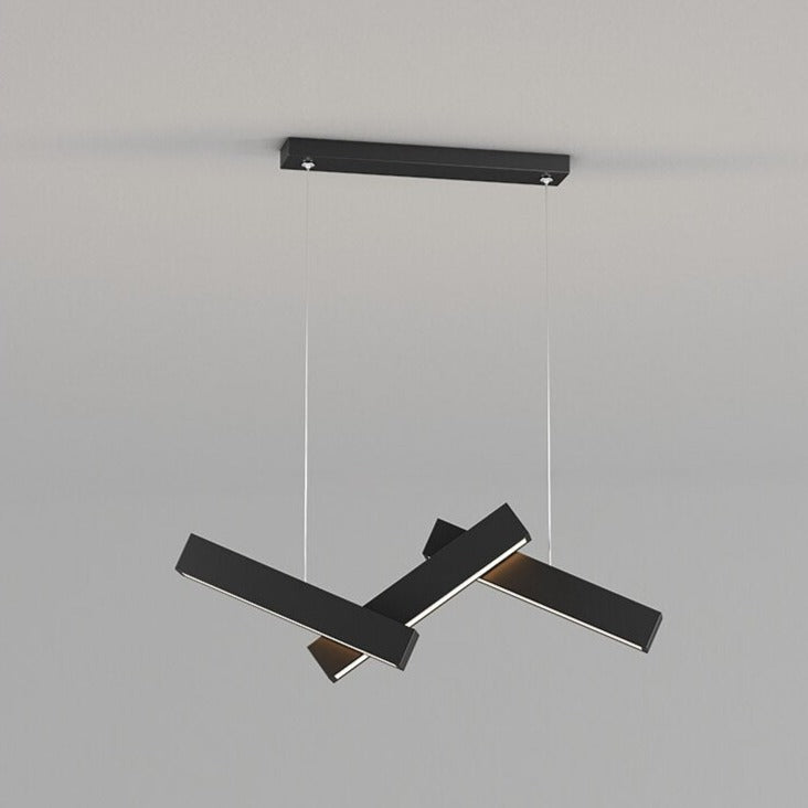 Lustre design LED en forme de Z métallique et noir Yeray