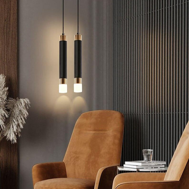 Suspension design LED cylindrique en métal et en verre Luisa