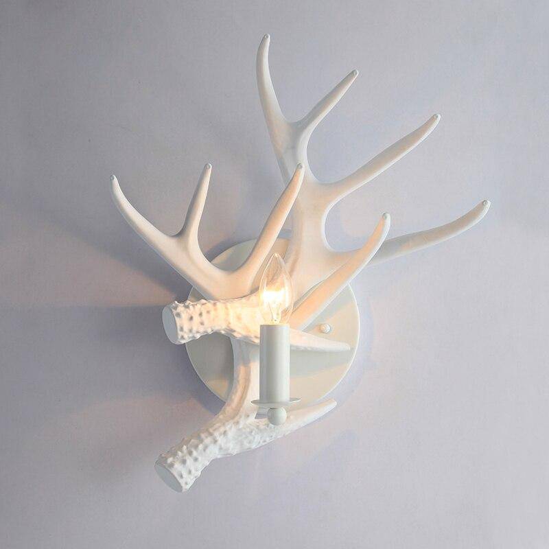 Applique murale rustique LED en bois blanc avec abat-jour vintage