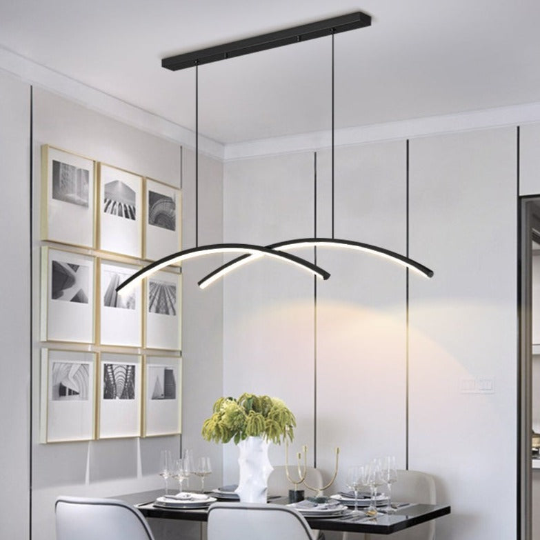 Lustre design LED en forme d'arc métallique Roxanna