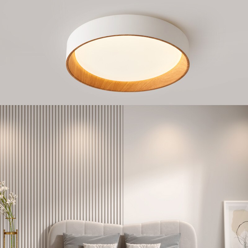 Plafonnier moderne LED circulaire avec intérieur en bois Etelvina
