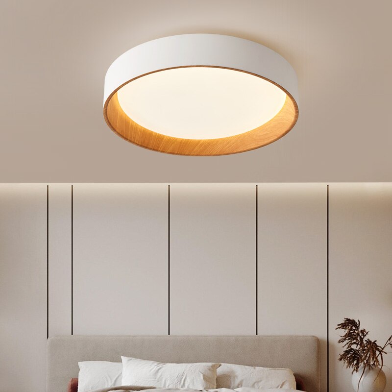 Plafonnier moderne LED circulaire avec intérieur en bois Etelvina