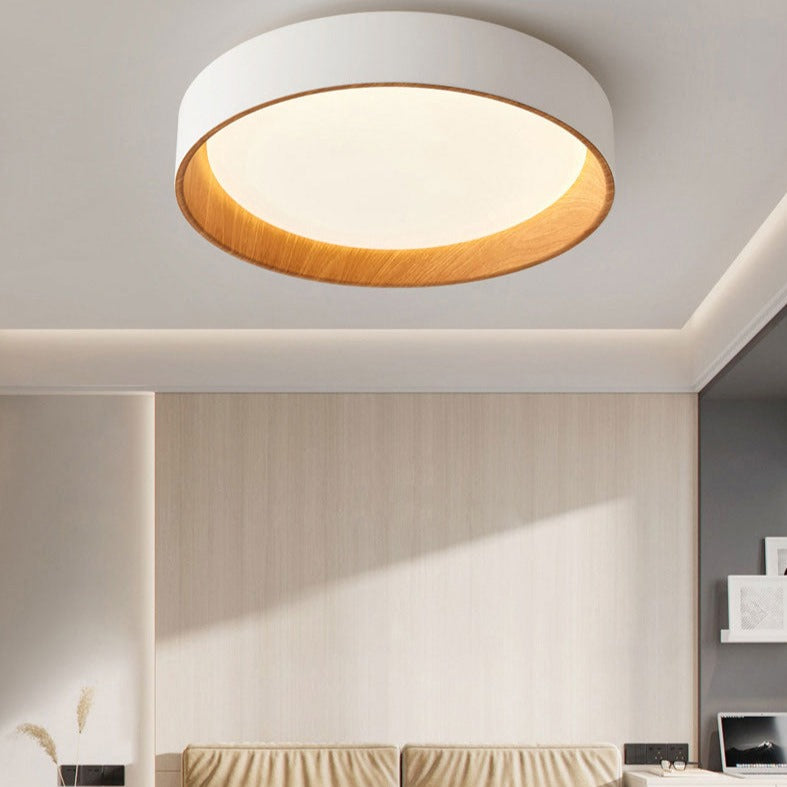 Plafonnier moderne LED circulaire avec intérieur en bois Etelvina