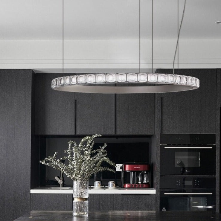 Lustre moderne LED style bague avec diamants en cristal Martis