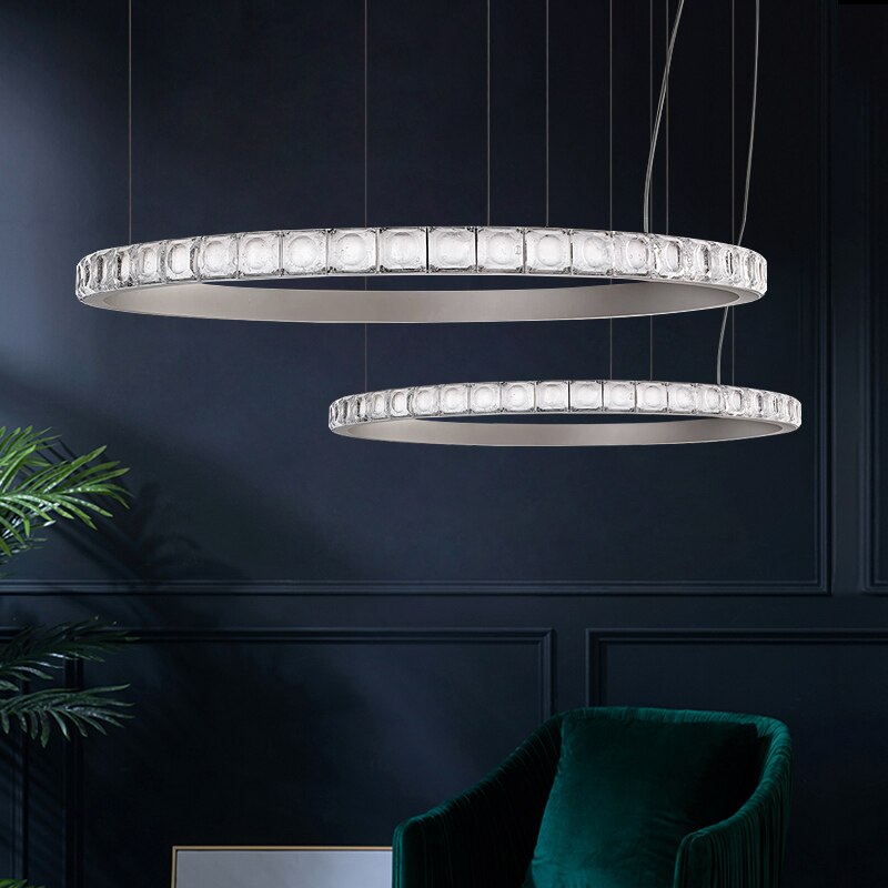 Lustre moderne LED style bague avec diamants en cristal Martis