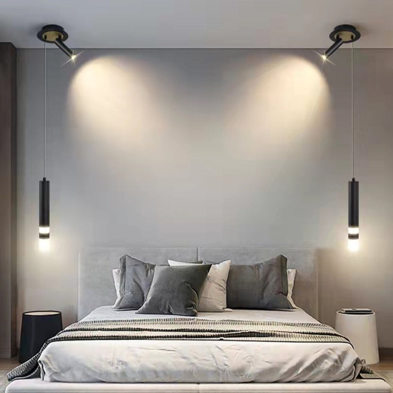 Lustre design LED tube lumineux doré ou noir Amias